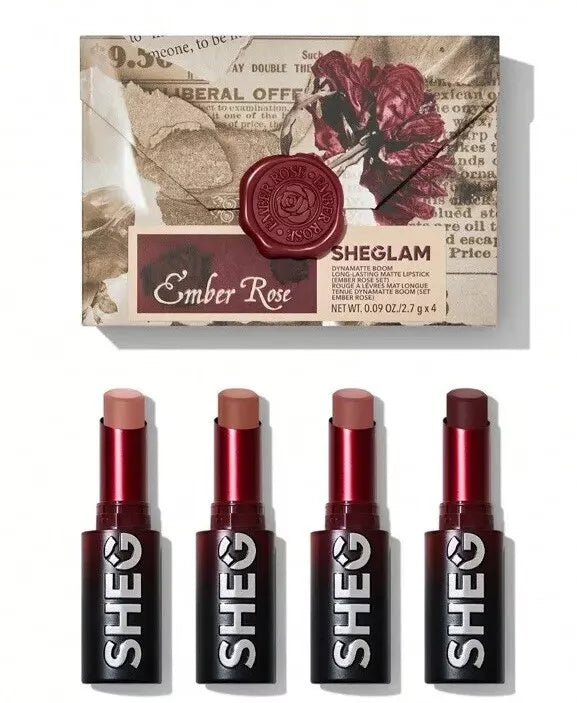 Sheglam Ember Rose Dynamatte Boom Matte Lipsticks 4PCS SET