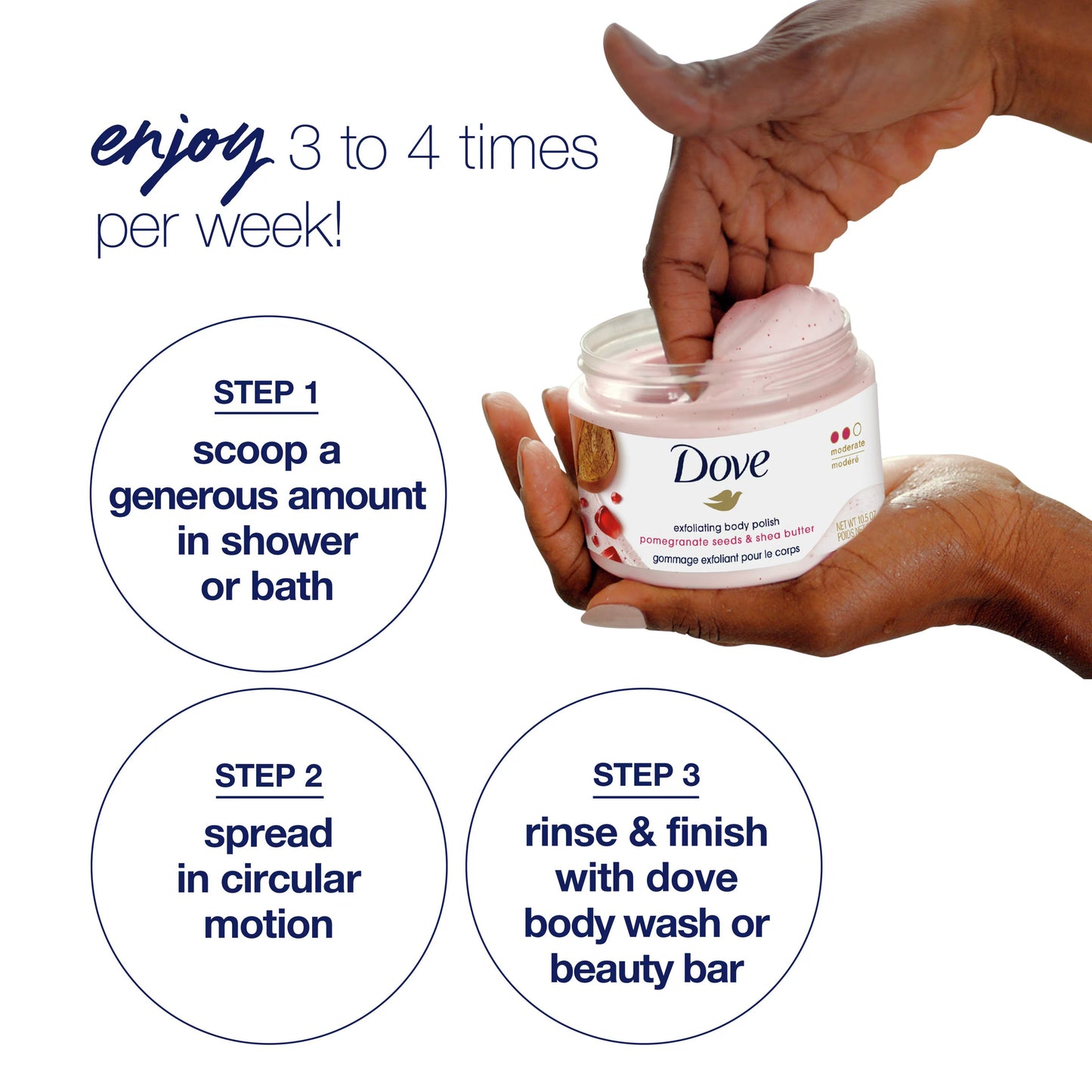 Dove Pomegranate Seeds & Shea Butter Exfoliating Body Polish Moisturizing Cream