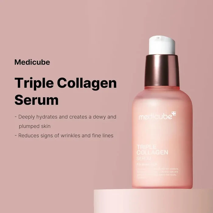 Medicube Triple Collagen Serum 4.0 soft-pink dropper bottle